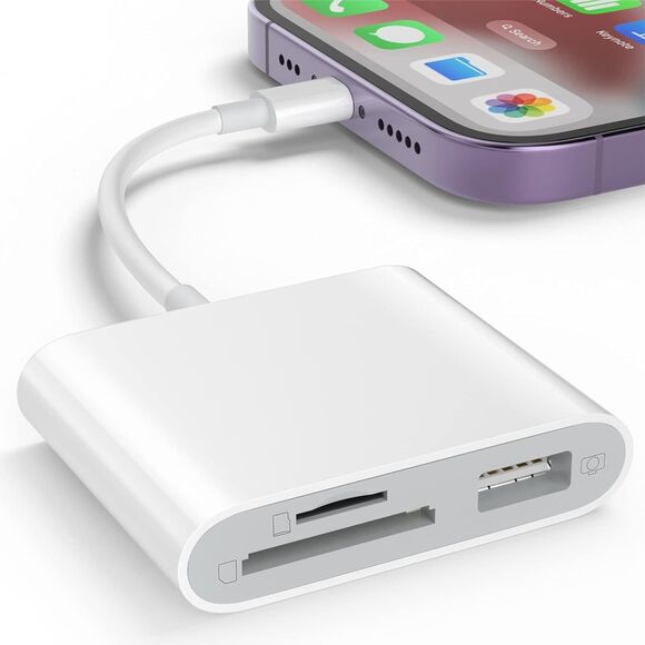 USB to Card Reader Adapter USB Camera Micro SD Memory Slot for iPhone iPad NEW - Picture 1 of 9